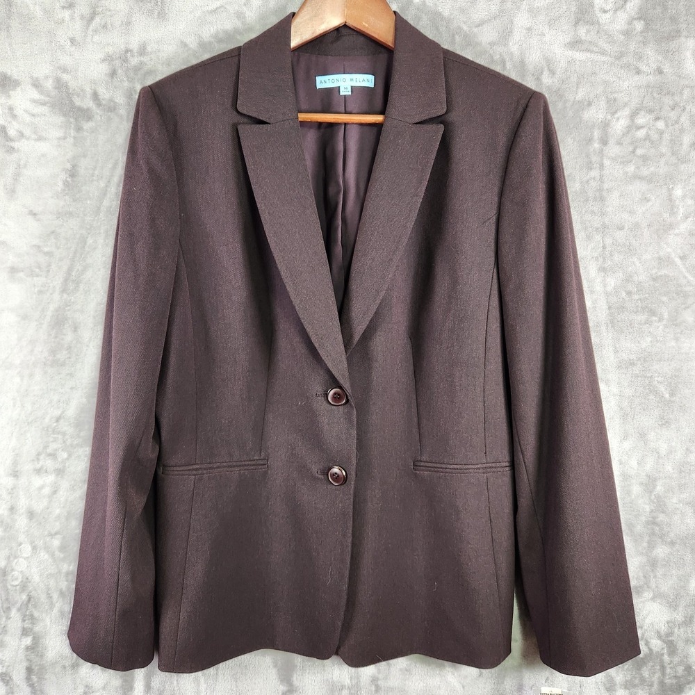 Antonio Melani‎ Blazer Womens 14 Brown Annabelle Jacket Lined Office Capsule NEW